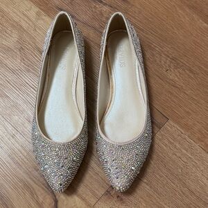 David’s Bridal Crystal Ballet Flats, EUC, size 7.5